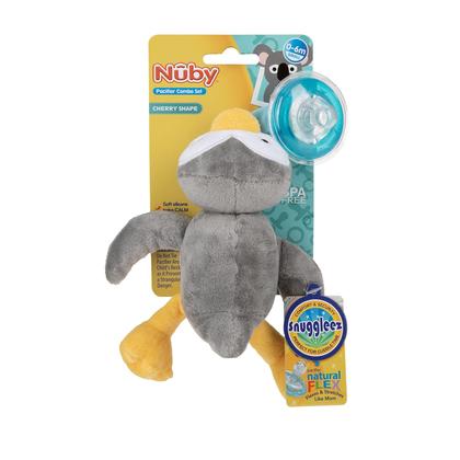 Imagem de Chupeta Nuby Calming Natural Flex Snuggleez com pinguim de pelúcia