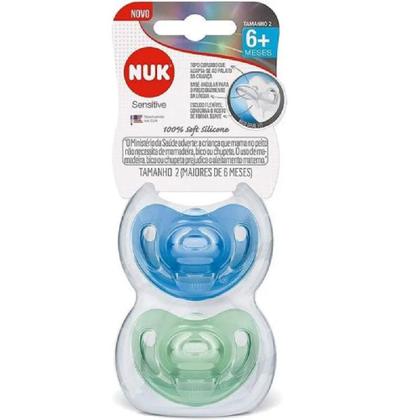 Imagem de Chupeta Nuk Sensitive Soft 100% Silicone Boy S2 618 meses 2 Unidades