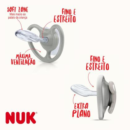 Imagem de Chupeta Nuk Space Zebrinha Bico de Silicone Estojo Esterilizável Escudo Arejado Fase 3 +18 meses