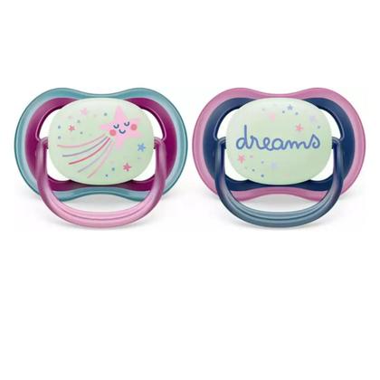 Imagem de Chupeta Philips Avent Dupla Ultra Air 6-18 M Brilha Escuro