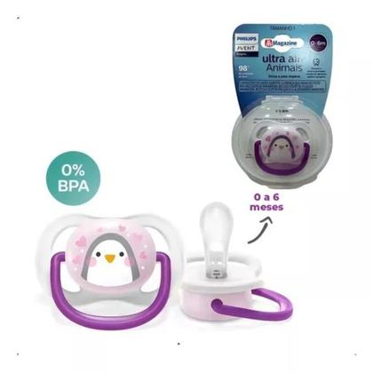 Imagem de Chupeta Philips Avent Ultra Air 0 a 6 Meses Rosa Pinguim