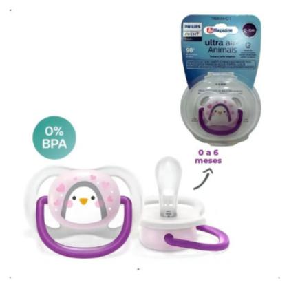 Imagem de Chupeta Philips Avent Ultra Air 0 a 6 Meses Rosa Pinguim