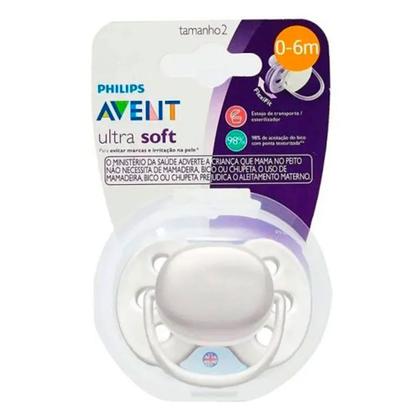 Imagem de Chupeta Philips Avent Ultra Soft Tamanho 2 de 0 a 6 Meses Branco 1 Unidade