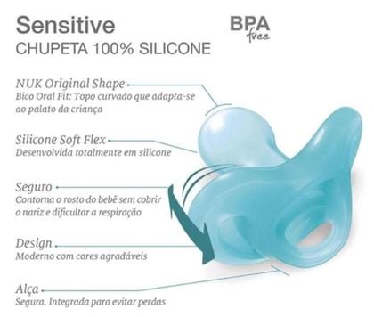 Imagem de Chupeta Sensitive Embalagem Dupla (0-6M) Azul E Neutra - Nuk