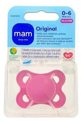 Imagem de Chupeta Silicone Ortodôntico Simétrico MAM - Original Rosa 0 a 6 Meses