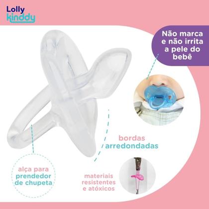Imagem de Chupeta Silicone Ortopédica Tam 1 Transparente Lolly Kinddy
