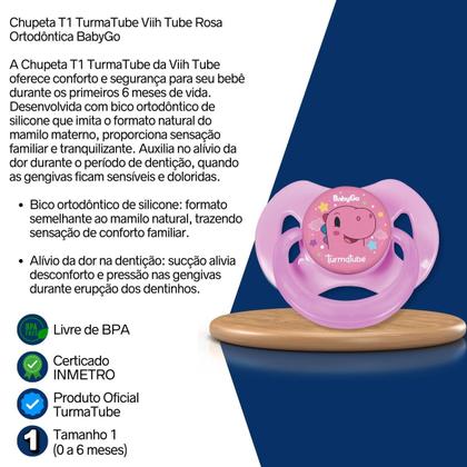 Imagem de Chupeta T1 TurmaTube ViihTube Rosa Ortodôntica BabyGo