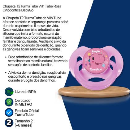 Imagem de Chupeta T2 TurmaTube ViihTube Rosa Ortodôntica BabyGo
