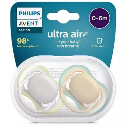 Imagem de Chupeta Ultra Air Dupla Branca e Bege 0-6M Philips Avent