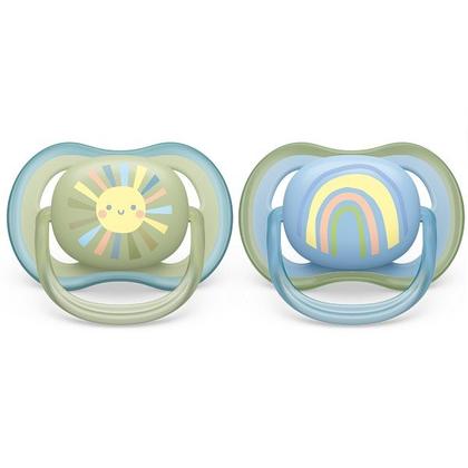 Imagem de Chupeta ULTRA AIR Dupla Decorada 0-6M Azul e Verde Philips AVENT SCF085/58