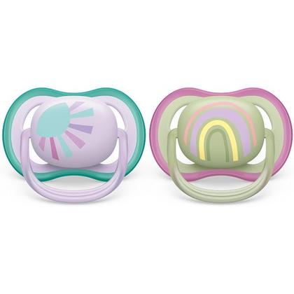 Imagem de Chupeta ULTRA AIR Dupla Decorada 0-6M Rosa e Verde Philips AVENT SCF085/59