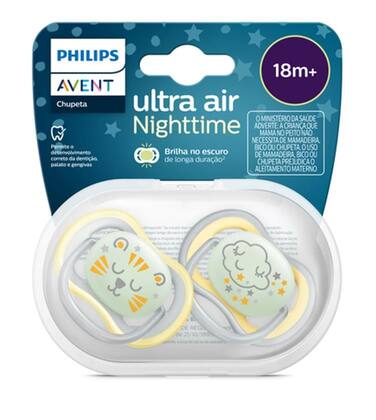 Imagem de Chupeta Ultra Air Dupla Night Time 18M+ Decorada Avent