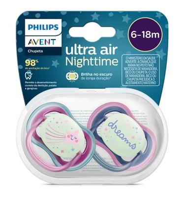 Imagem de Chupeta Ultra Air Dupla Night Time 6-18 Meses Menina Avent