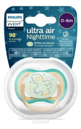Imagem de Chupeta ultra Air Nighttime 0 a 6 meses SCF37701 brilha no escuro Philips Avent unitária