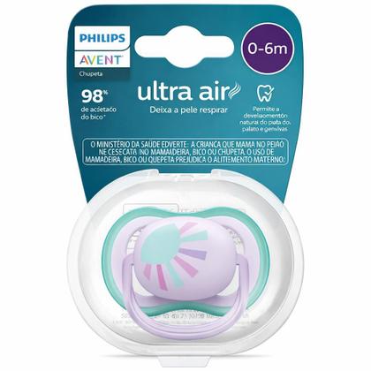 Imagem de Chupeta Ultra Air Roxa De 0-6 Meses Unitária Individual Menina - Philips Avent