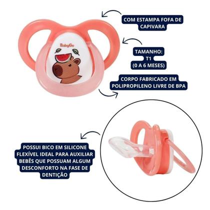 Imagem de Chupeta Ventilada Little Capivara Com Bico de Silicone Ortodôntico Tam 01 e 02 Babygo