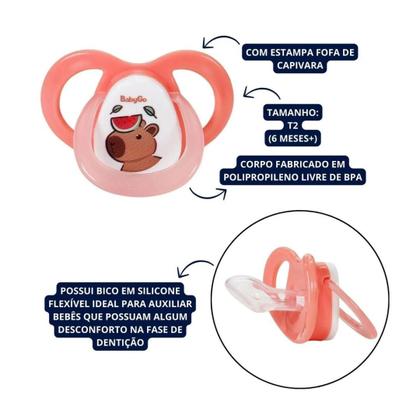 Imagem de Chupeta Ventilada Little Capivara Com Bico de Silicone Ortodôntico Tam 01 e 02 Babygo