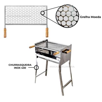 Imagem de churraqueira inox com grelha 25x50cm grelha moeda