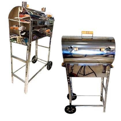 Imagem de Churrasqueira a Bafo Grande Inox Argentina Grelha Parrilla Parrilha Carrinho Churrasco