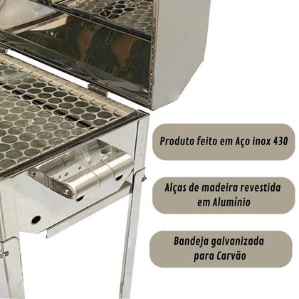 Imagem de Churrasqueira a Bafo Inox Alta Portatil Churrasco Camping