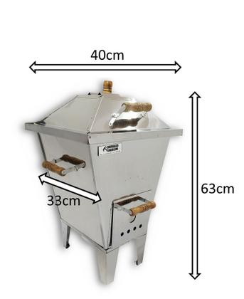 Imagem de Churrasqueira à bafo inox carvão extra pequena com kit gás