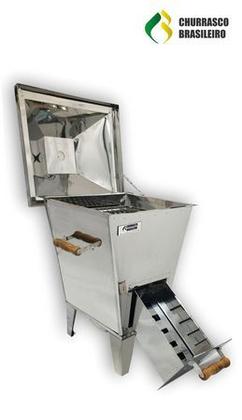 Imagem de Churrasqueira à bafo inox carvão extra pequena com kit gás