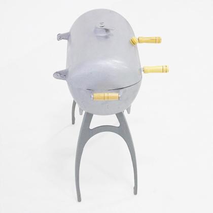 Imagem de Churrasqueira a Bafo Móvel Redonda Grande com Suporte Alumínio Fundido