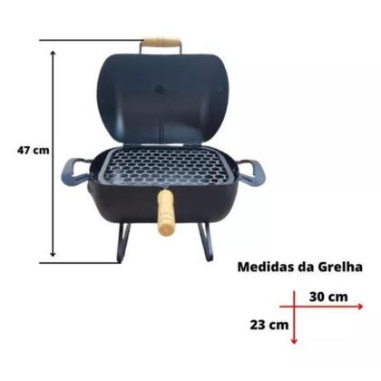 Imagem de Churrasqueira A Bafo Portátil Carvão Premium Com Grelha Inox