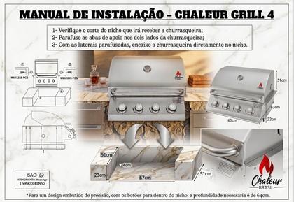 Imagem de Churrasqueira a Gás Aço Inox a Bafo Chaleur Brasil para Bancada