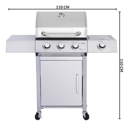 Imagem de Churrasqueira a gas carrinho inox 3 queimadores centrais 1 lateral iwcg002