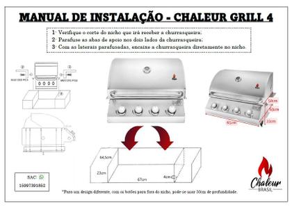 Imagem de Churrasqueira a Gás de Embutir Concept Series 4 Queimadores para Bancada Chaleur Brasil