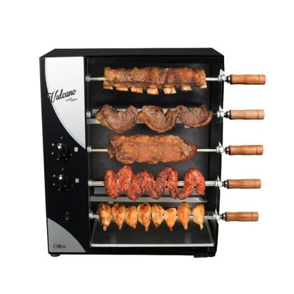 Imagem de Churrasqueira a Gás Rotativa Com 5 Espetos Giratórios Vulcano Cattiva Arke Assador Bivolt GLP