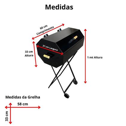 Imagem de Churrasqueira Bafo a Carvão Grill Extra Grande Premium Com Suporte
