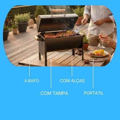 Imagem de Churrasqueira Bafo Mini Portátil a Carvão Para Churrasco