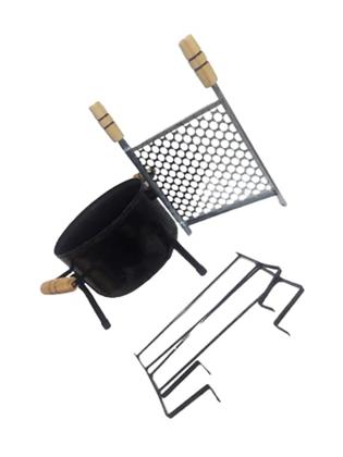 Imagem de Churrasqueira Botijão a Carvão De Mesa Redondinha  C/Grelha Portátil P/Camping Pesca Apartamento