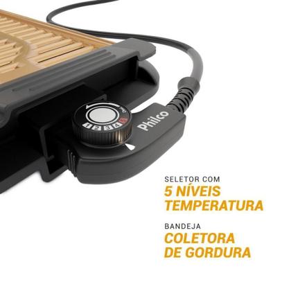 Imagem de Churrasqueira Elétrica Philco Antiaderente PCQ10A Maxx Gold 220V