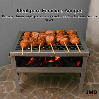 Imagem de Churrasqueira Galvanizada com Grelha Portátil Aço Anti CortePreta