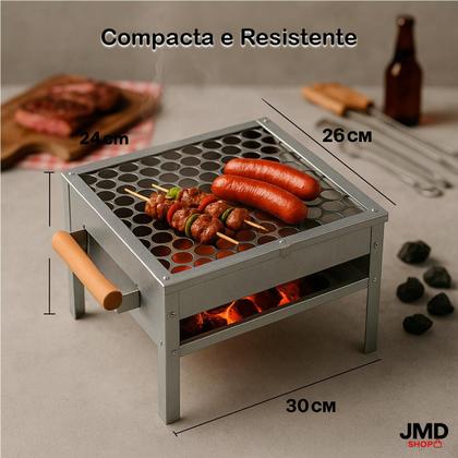 Imagem de Churrasqueira Galvanizada com Grelha Portátil Aço Anti CortePreta