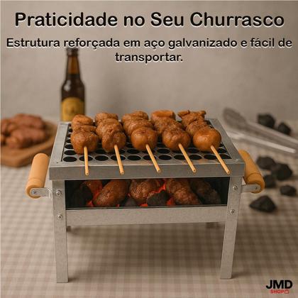 Imagem de Churrasqueira Galvanizada com Grelha Portátil Aço Anti CortePreta