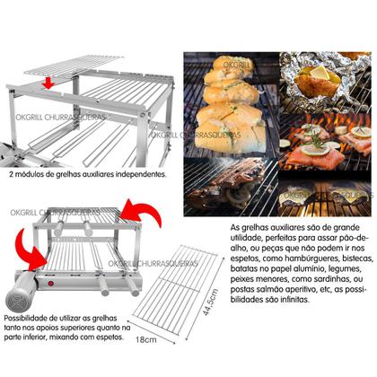 Imagem de Churrasqueira Gira Grill 6 Espetos + 2 Grelhas Auxiliares + Grelha Giratória