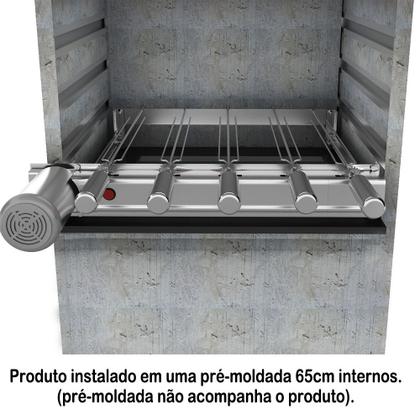 Imagem de Churrasqueira Gira Grill Baixo 5 Espetos Giratórios p/ Pré-Moldadas