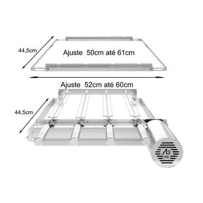 Imagem de Churrasqueira Giratória Ajustável para 4 Espetos Inox com Suporte Ajustável