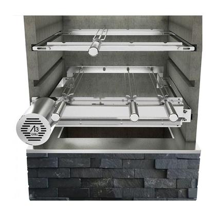 Imagem de Churrasqueira Giratória Ajustável para 4 Espetos Inox com Suporte Ajustável e 2 Grelhas Argentinas