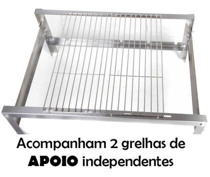 Imagem de Churrasqueira Giratória Grill Inox Gira Soft Grill 4 Espetos Completa Lado Esquerdo