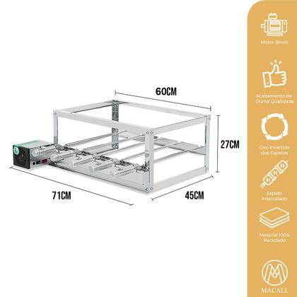 Imagem de Churrasqueira Giratória Inox 5 Espetos 2 Andares Bivolt