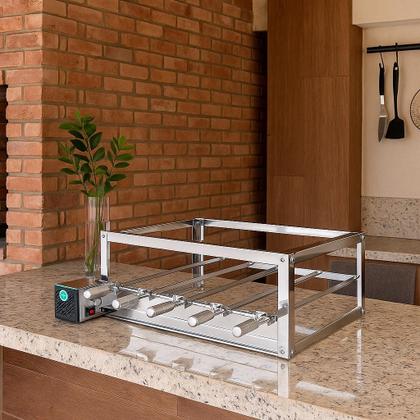 Imagem de Churrasqueira Giratória Inox 5 Espetos 2 Andares Bivolt