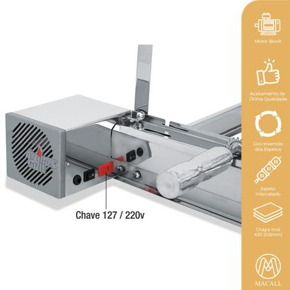 Imagem de Churrasqueira Giratória Inox 6 Espetos 3 Andares 1 Motor Grill AG