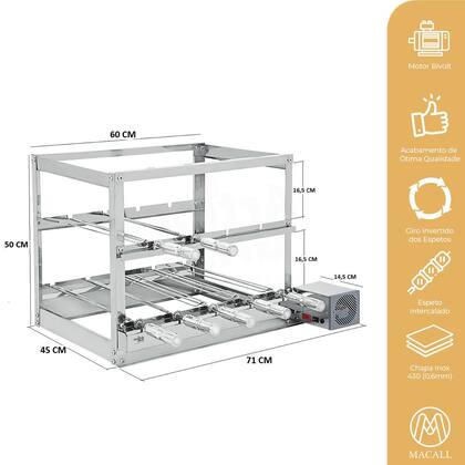 Imagem de Churrasqueira Giratória Inox 7 Espetos 3 Andares 1 Motor Grill AG