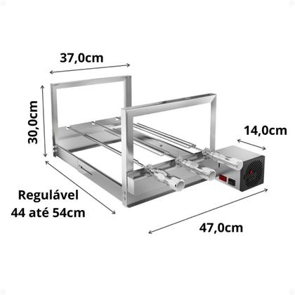 Imagem de Churrasqueira Giratoria Inox Regulável AG + Kit 3 Espetos