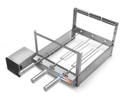 Imagem de Churrasqueira Giratorio Inox 3 Espetos + 1 Espeto Grelha + 1 Espeto Espada - (motor lado esquerdo)